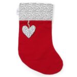 Mikulášská bota - červená se šedými květinkami