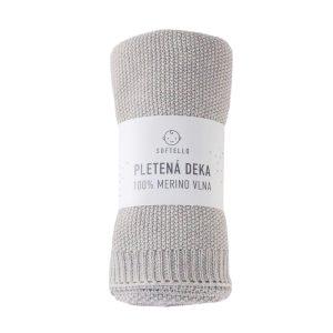 Pletená merino deka SOFTELLO - SABA světle šedá