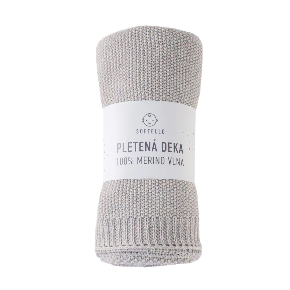 Pletená merino deka SOFTELLO - SABA světle šedá