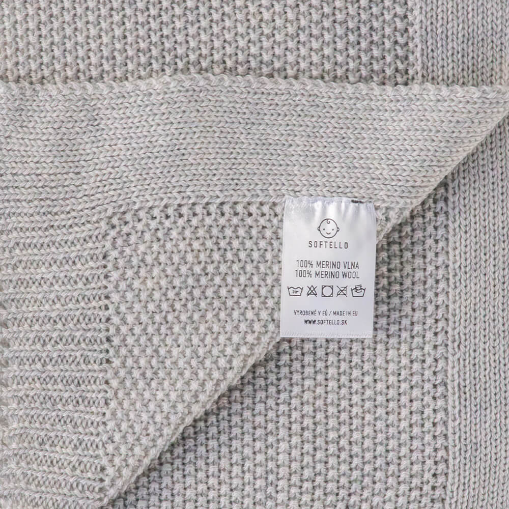 Pletená merino deka SOFTELLO - SABA světle šedá - Obrázek 3