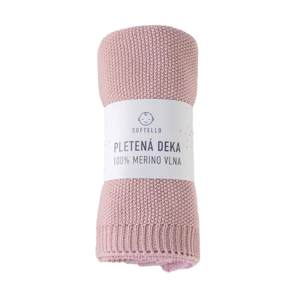 Pletená merino deka SOFTELLO - SABA tmavě růžová