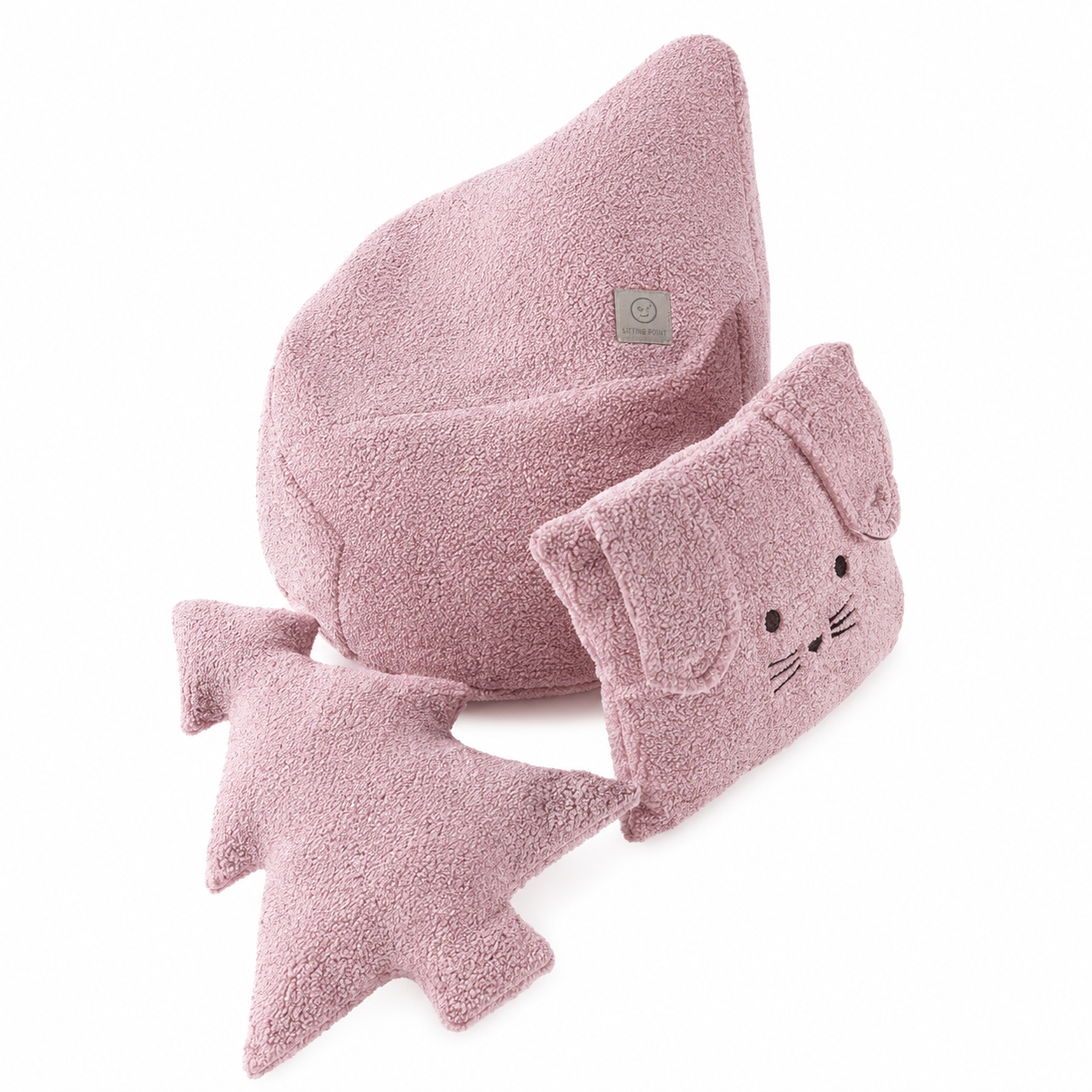 Bouclé sedací pytel pro děti SOFTELLO - růžový - Obrázek 4